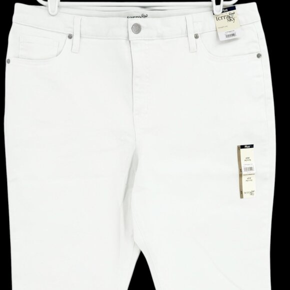 NWT Terra & Sky Womens Straight High Rise Stretch White Denim Jeans Plus Sz 18WP - Picture 3 of 9